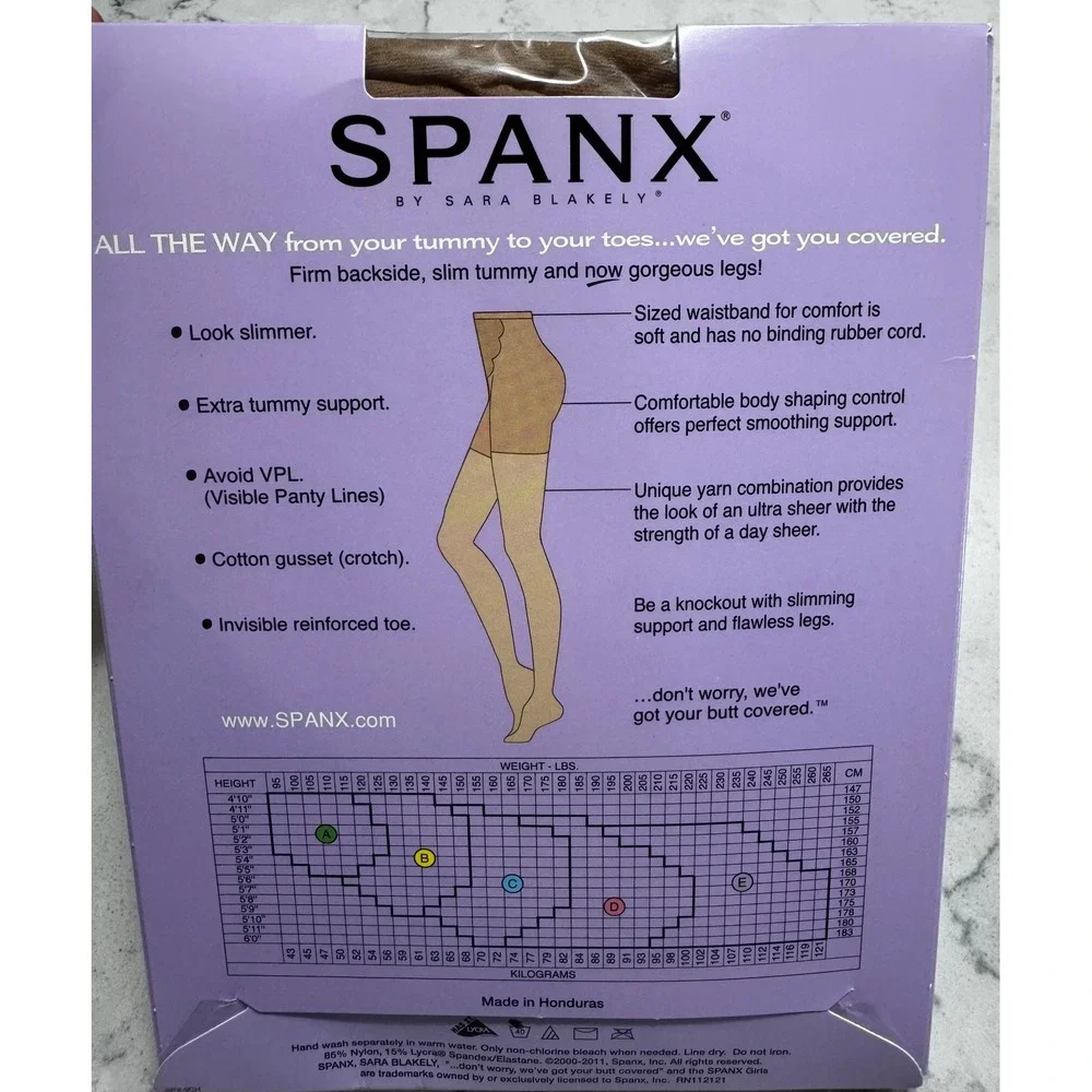 Vintage SPANX All The Way Tummy To Toes Full Length Hose Size E Nude - Lot of 2